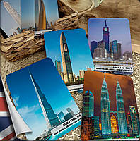 Карточки Домана Самые высокие здания мира на английском языке, в наборе 16 карточек