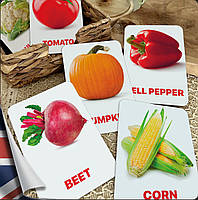 Карточки Домана Овощи на английском языке, в наборе 24 карточек
