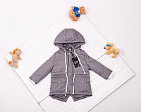 Демісезонна дитяча курточка парка 80-86 86-92 92-98 98-104 з капюшоном та манжетами у рукавах Весна Осінь
