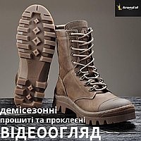 Тактическая военная обувь, демисезонные берцы на коже, высокие прошитые ботинки для военных, цвета койот