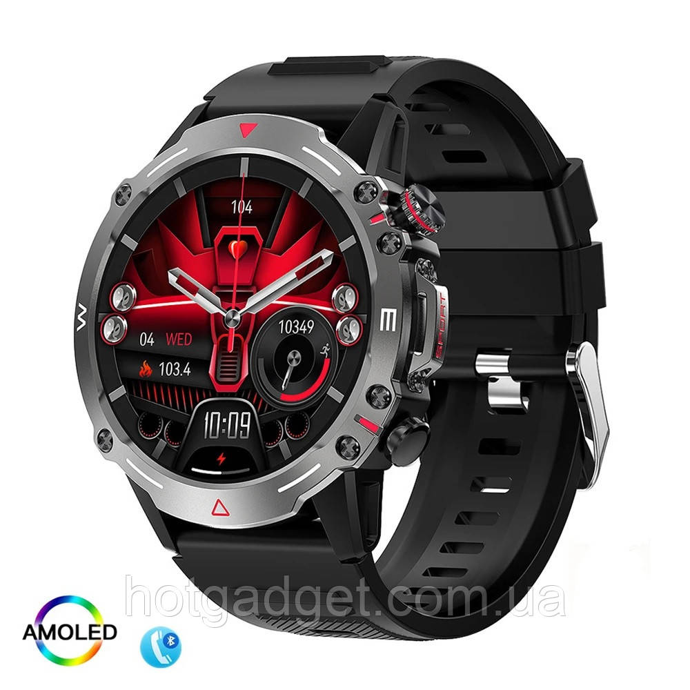 Смарт-годинник Lemfo HK87 Black (дзвінки, тонометр, пульсоксиметр) AMOLED екран