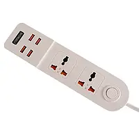 Универсальный сетевой удлинитель RMX на 2 вилки с 4 USB портами 3.4А Anti-Static BKL-02 Power Socket