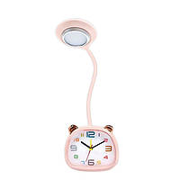 Лампа настольная аккумуляторная детская с часами и USB настольный светильник с будильником 1.3 Вт CD-917