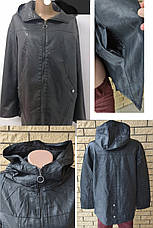 Батальна куртка подовжена жіноча модна з екошкіри високої якості, є великі розміри MZX, фото 3