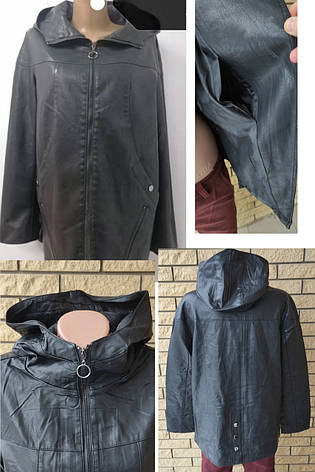 Куртка подовжена жіноча модна з екошкіри високої якості, є великі розміри MZX, фото 1