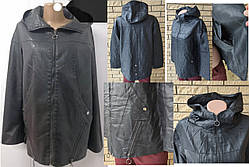 Батальна куртка подовжена жіноча модна з екошкіри високої якості, є великі розміри MZX, фото 2