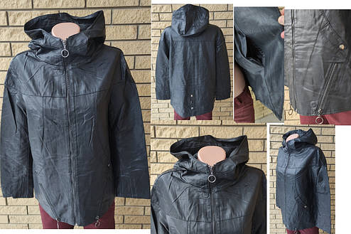 Батальна куртка подовжена жіноча модна з екошкіри високої якості, є великі розміри MZX, фото 1