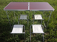 Розкладний стіл-валіза трансформер зі стільцями 3 режимами висоти 120 х 60, Похідний набір меблів на природу