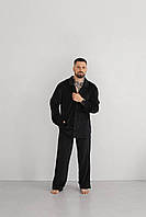 Мужская пижама из велюра цвет черный р.L 449793