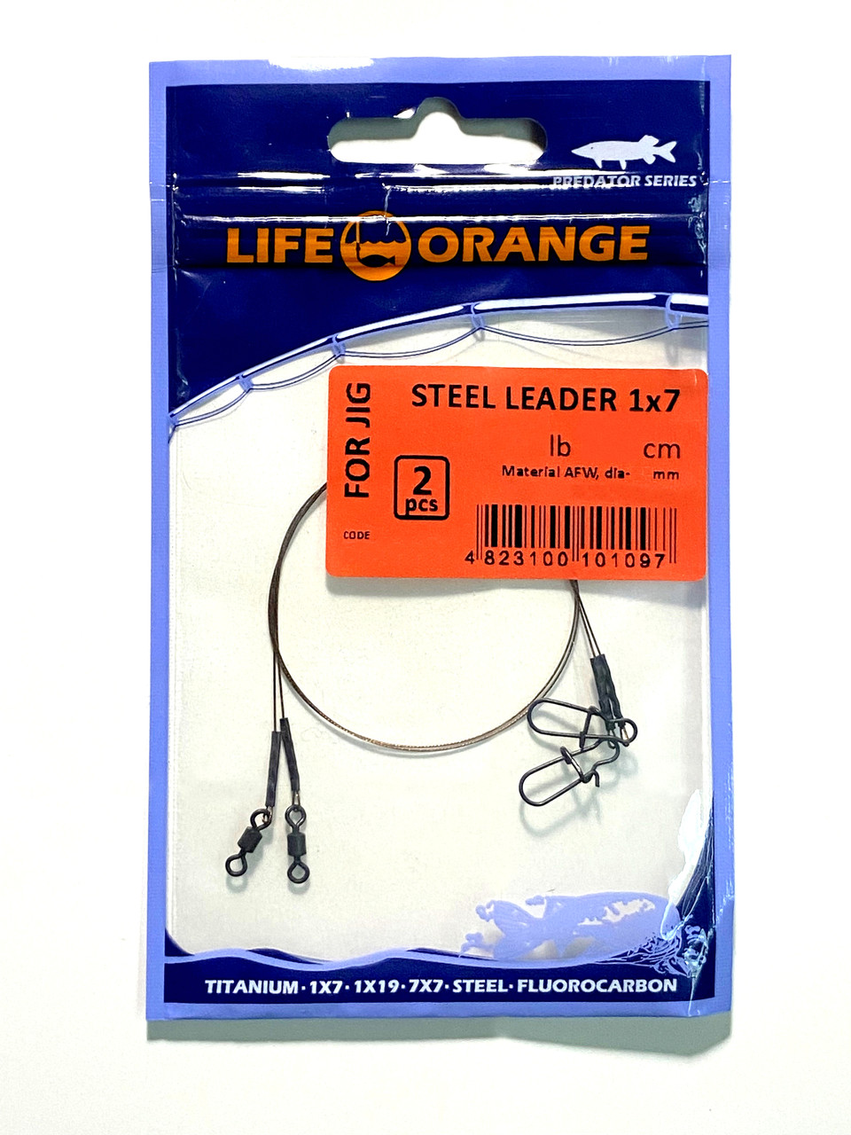 Повідець UKRSPIN Orange Spinning Steel Leader AFW 1х7 15см 10кг(22lb)/0.3мм (для джигу, 2шт/уп) P72215