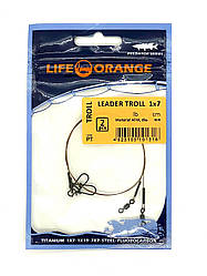 Повідець UKRSPIN Orange Spinning Leader Troll AFW 1х7 14кг(30lb) 30см (діам.0.3мм) (д/троллинга, 2шт/уп) PT3030