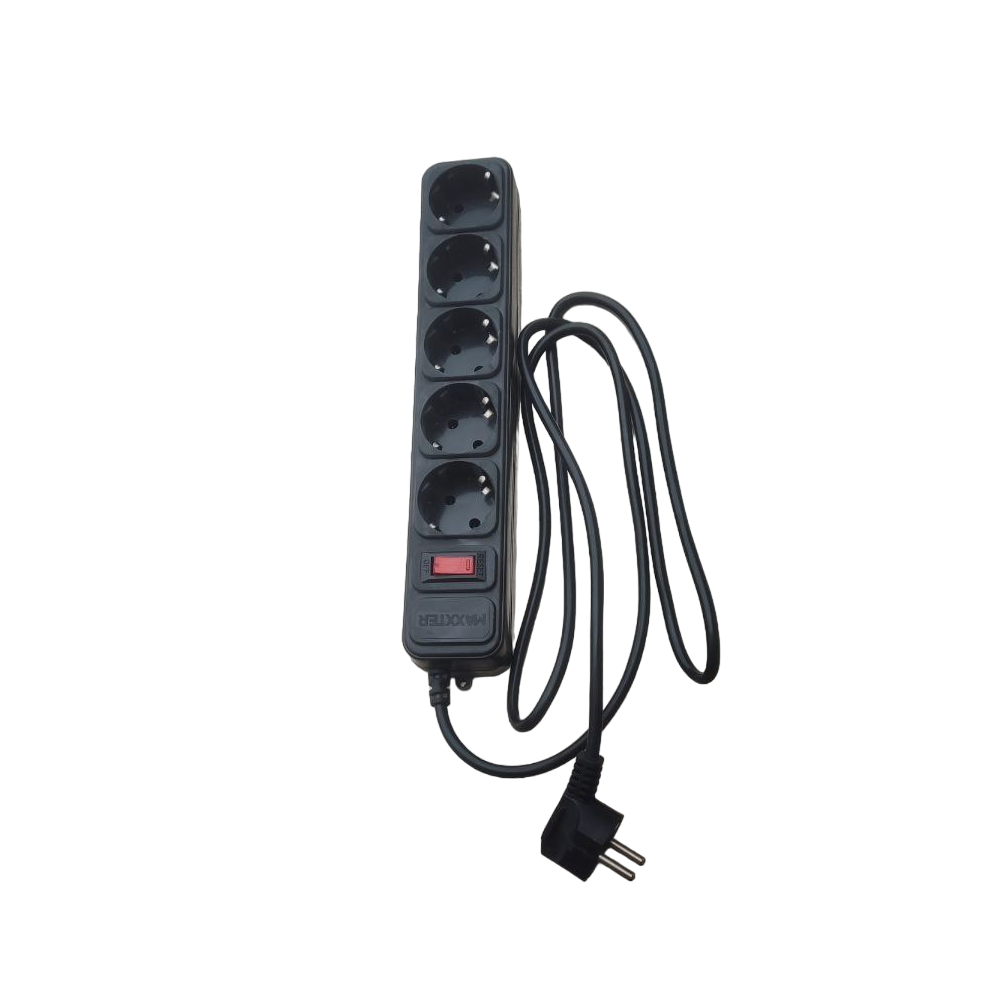 Фільтр мережевий SPM5-G-6B чорний Maxxter 1,8м кабель, 5 розеток, фото 1