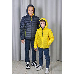 Двостороння демісезонна куртка на хлопчика Джек Розміри 128- 164 синій/жовтий