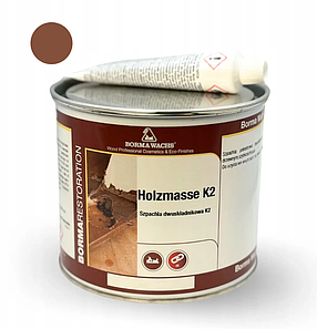 Шпаклівка поліефірна "Holzmasse K2" від Borma Wachs, колір - дуб середній, № 48, 2-х компонентна - 0,75 л, фото 3