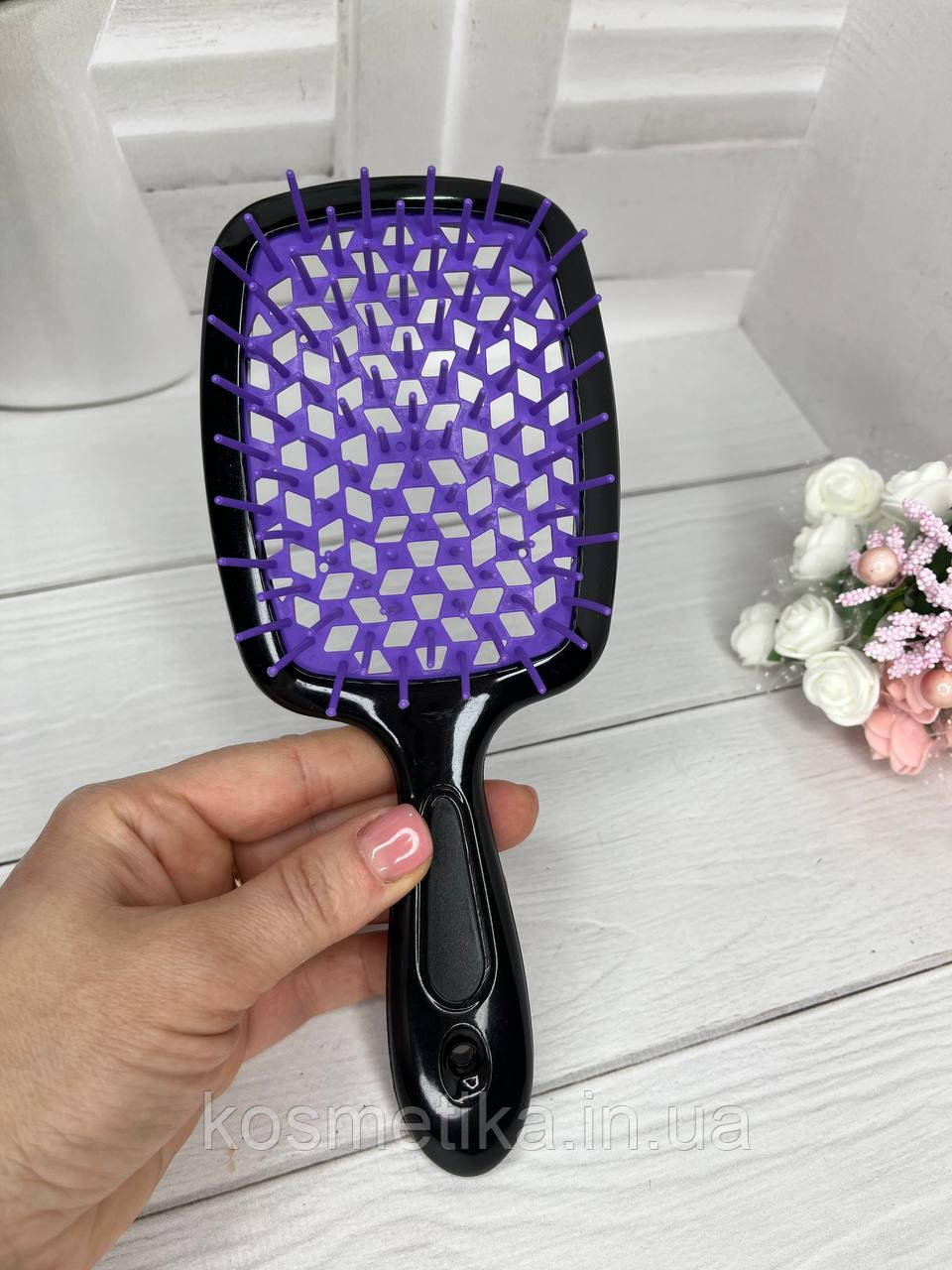 Гребінець для волосся Super Brush дбайливе розплутування (чорно-фіолетова)