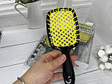 Гребінець для волосся Super Brush дбайливе розплутування (чорно-жовта), фото 3