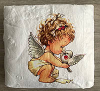 Плед детский Крыжма Ангел 90*90см, покривало премиум велсофт ангел с птичкой
