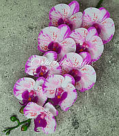 Веточка Латексных орхидей Премиум качества на 9 цветочков - (цвет белый с прожилками)