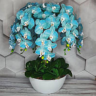 Композиция из Латексных орхидей Премиум качества на 9 веточек в Керамическом горшке - (высота 70-75см)