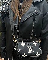 Сумка жіноча Луї Вітон / Louis Vuitton 3 в 1 стиль ЛЮКС із чорним ременем