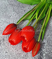 Тюльпаны латексные Премиум качества, в букете 5 веточек - (цвет красный)