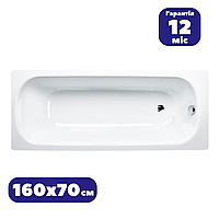 Сталева ванна 160x70 см прямокутна Insana біла без ніг вкладиш якісна емальована сталь рівна (Гарантія 12 міс)