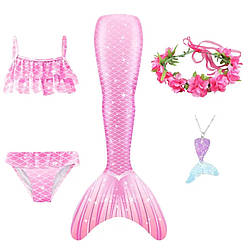 Рожевий купальник Русалочки з хвостом та аксесуарами