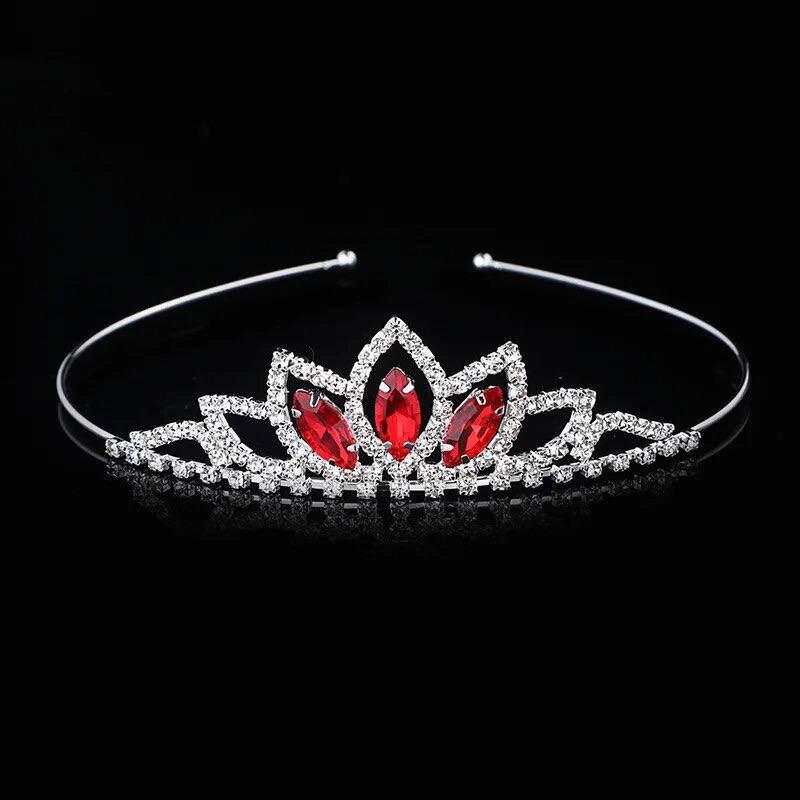 Корона принцеси для дівчинки з камінням, червона, фото 1