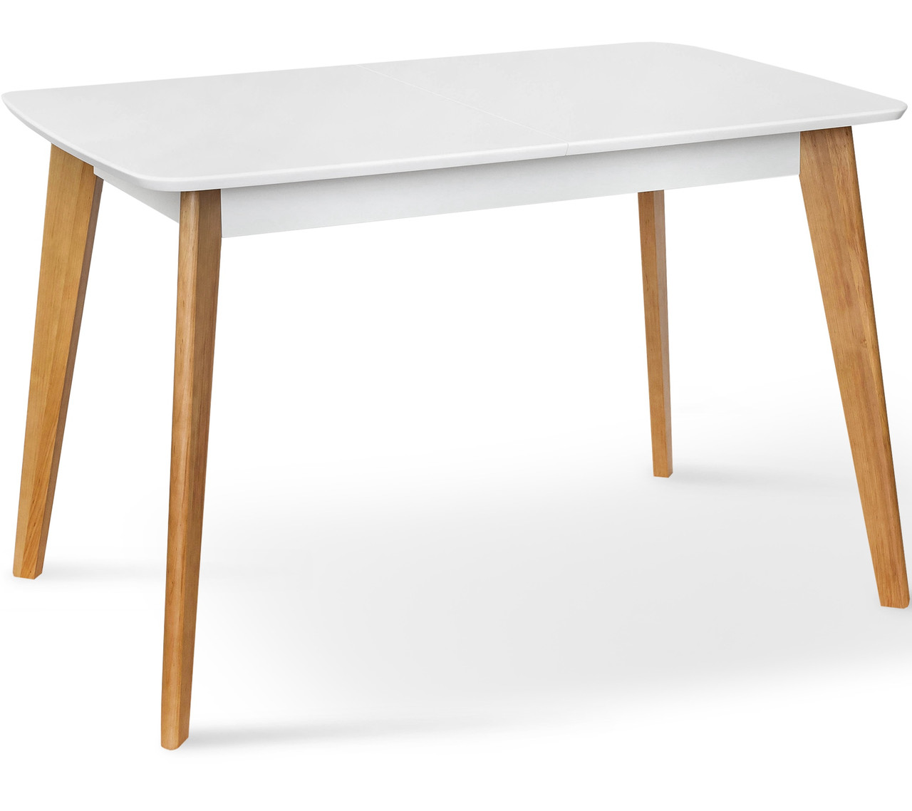 Стіл обідній розкладний дерев'яний Модерн колір білий, ніжки бук ТМ Мікс Мебель