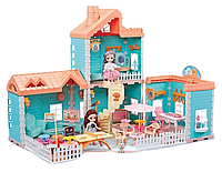 Кукольный домик с мебелью (2 этажа, 176 деталей, 2 куклы, 2 собачки, наклейки, в коробке) 668-7