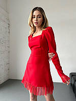 Сукня міні з довгим рукавом прикрашена фатином, фото 6