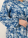 Плаття жіноче міді з квітковим принтом великі розміри довгий рукав, фото 3