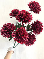 Штучна хризантема. Букет штучних хризантем гігант (бордова, 85 см, 7 голов), фото 2
