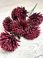 Штучна хризантема. Букет штучних хризантем гігант (бордова, 85 см, 7 голов), фото 4
