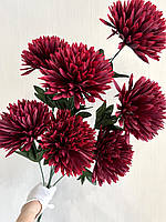 Штучна хризантема. Букет штучних хризантем гігант (бордова, 85 см, 7 голов), фото 3