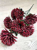 Штучна хризантема. Букет штучних хризантем гігант (бордова, 85 см, 7 голов), фото 5