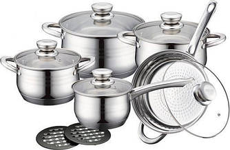 Набор кухонной посуды 12 в 1 Royalty Line RL-1232 3 кастрюли, сотейник, сковорода 00258