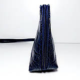 Косметичка шкіряна темносиня, фото 2