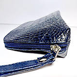 Косметичка шкіряна темносиня, фото 3