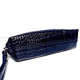 Косметичка шкіряна темносиня, фото 4