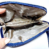 Косметичка шкіряна темносиня, фото 5