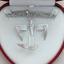 Крила Комплект Кільце, Сережки, Кулон, Крильця, Крило, срібло 925 проба.