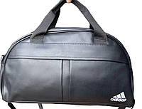 Чорна шкіряна сумка спортивна adidas. Чоловіча / жіноча сумка для тренувань, спорту і дороги ОПТ