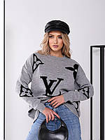 Женский вязанный свитер серого цвета