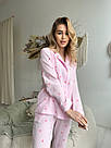 Жіноча Муслінова піжама Серця з кишенями COSY штани+сорочка РОЖЕВА M106P, фото 4