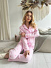 Жіноча Муслінова піжама Серця з кишенями COSY штани+сорочка РОЖЕВА M106P, фото 8