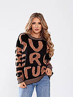 Женский вязанный свитер черного цвета