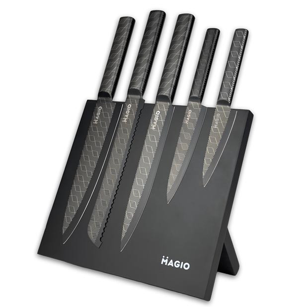 Набір кухонних ножів з підставкою Magio MG-1096, 6 предметів, нержавіюча сталь, гострі леза