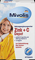 Витамины Mivolis Zink + vitamin C Миволис Цинк + витамин С, 60 капсул