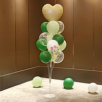 Набор 13 шаров со стойкой Симпатия сердца Белый и зеленый